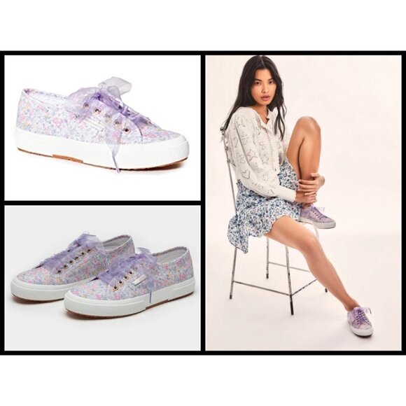 💕LOVESHACKFANCY x SUPERGA💕 Classic Sneaker ~ Lavender Blooms Floral US 8.5 NWT - Picture 3 of 16